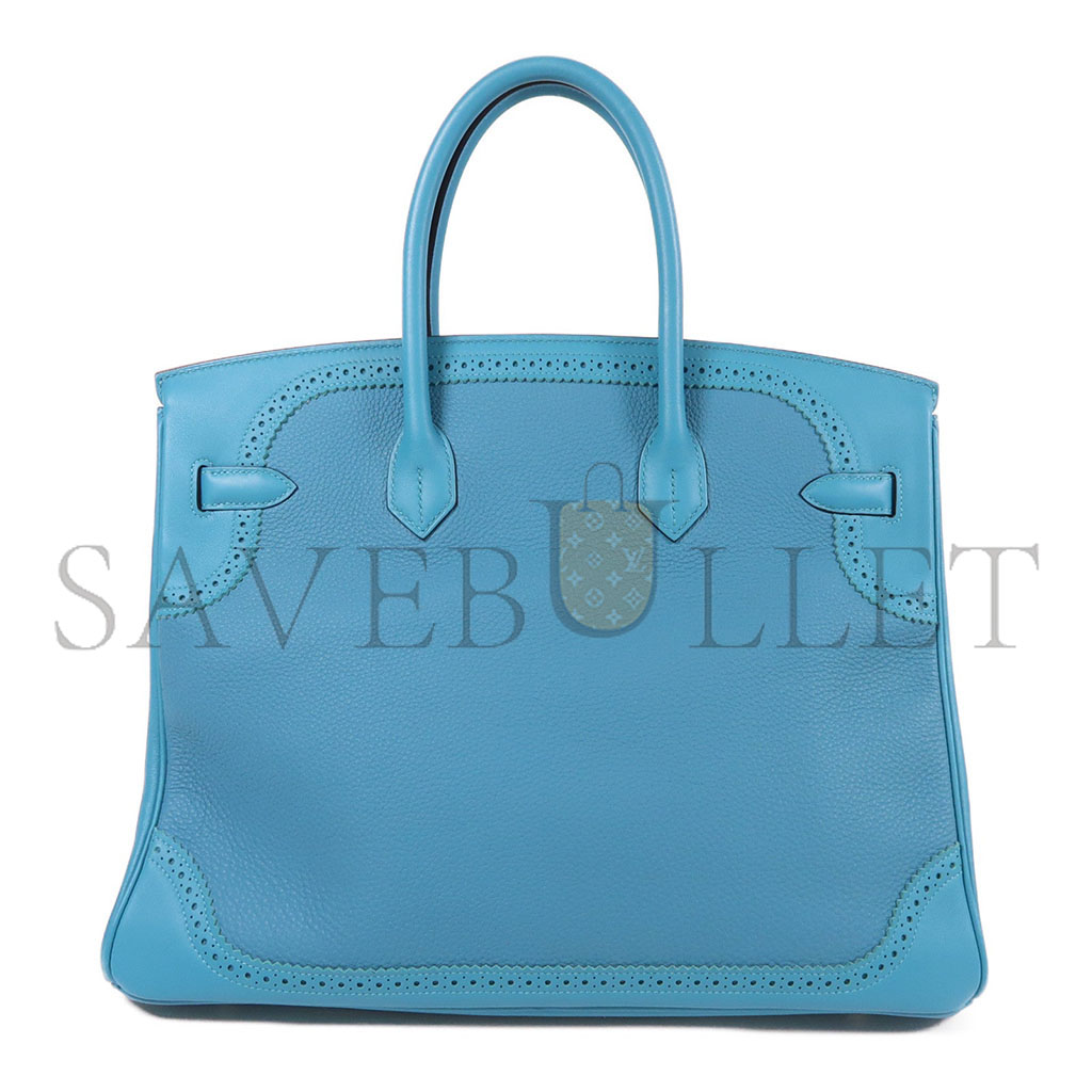 h**mes master birkin 35 swift and togo lace series De*1m blue silver buckle h082650ck05 (35*28*18cm)